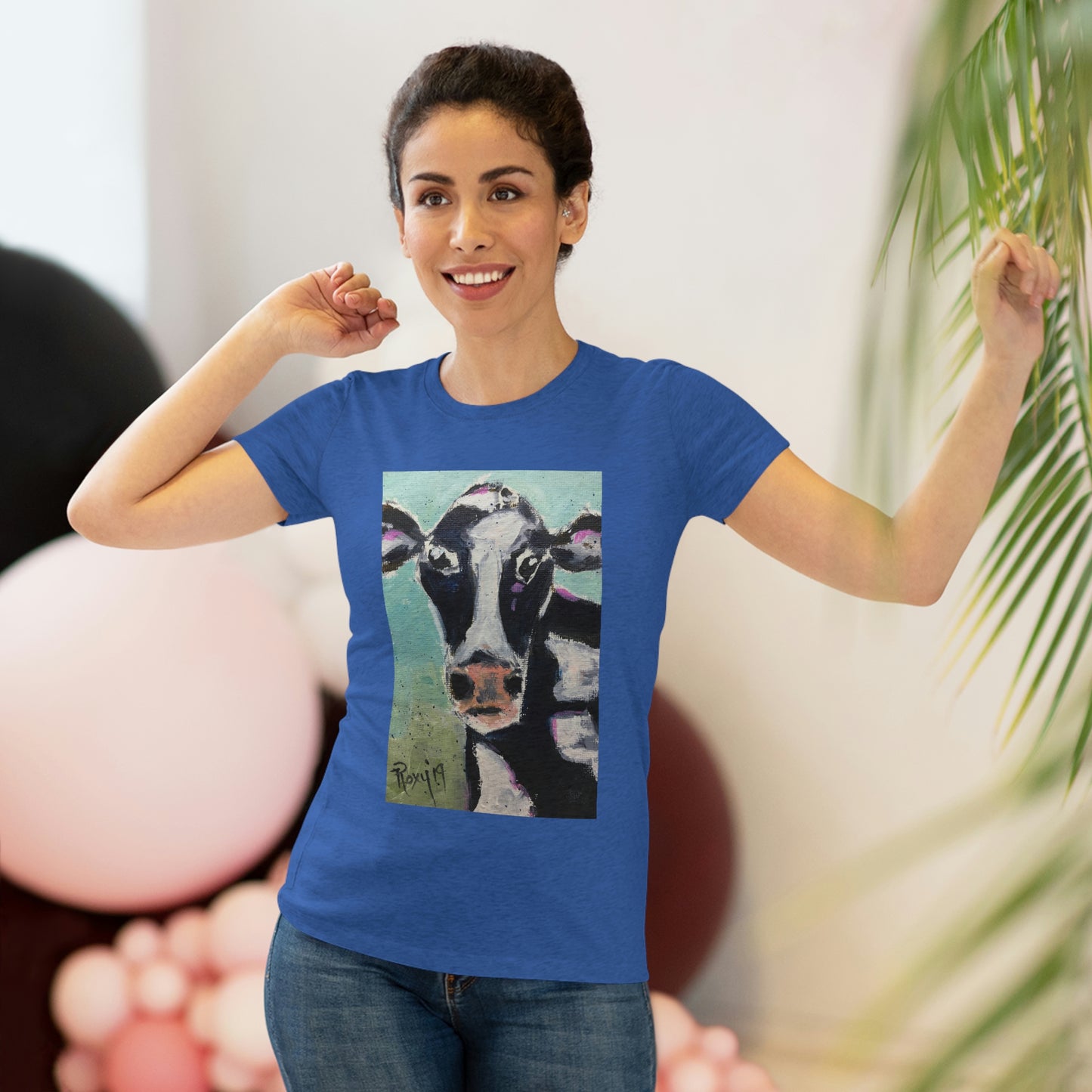 Edna Cow Camiseta ajustada Triblend Tee para mujer