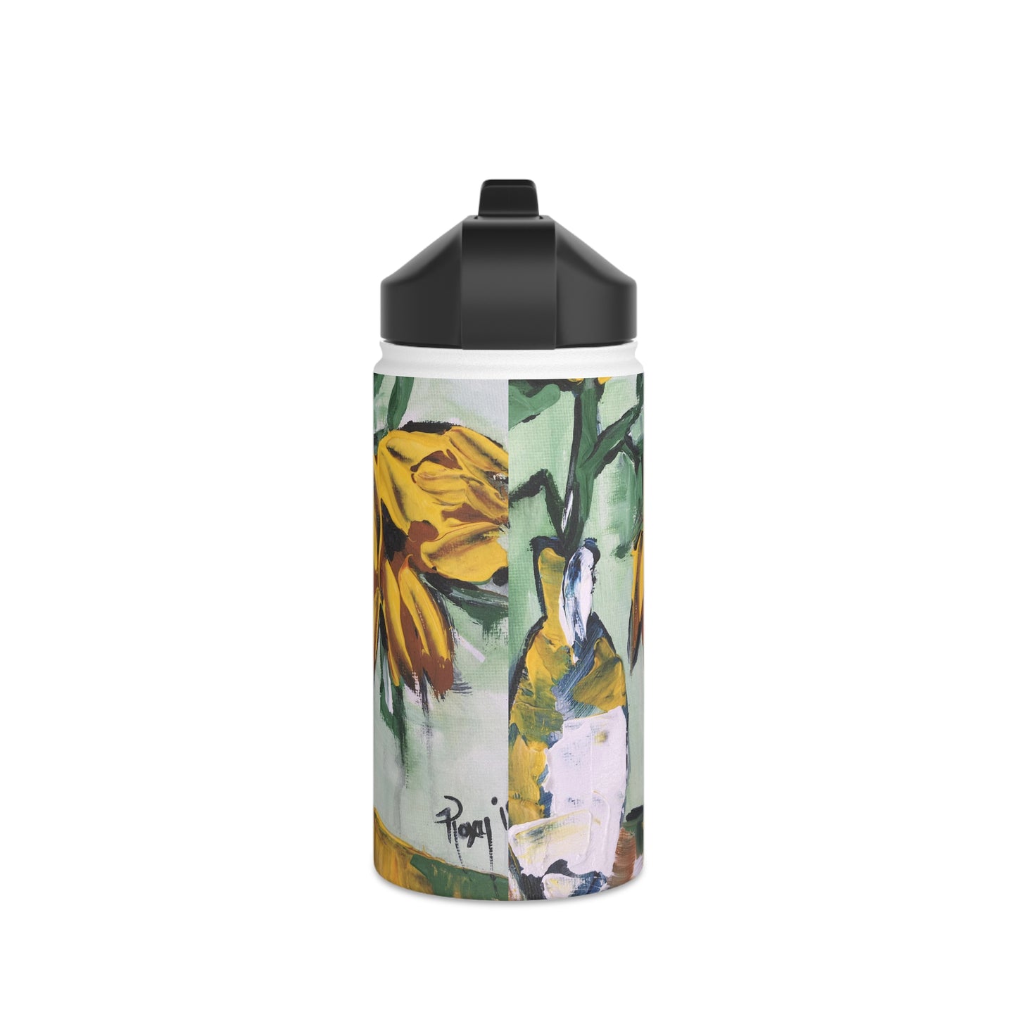 Sunflowers in a White Vase Stainless Steel Water Bottle, Standard Lid