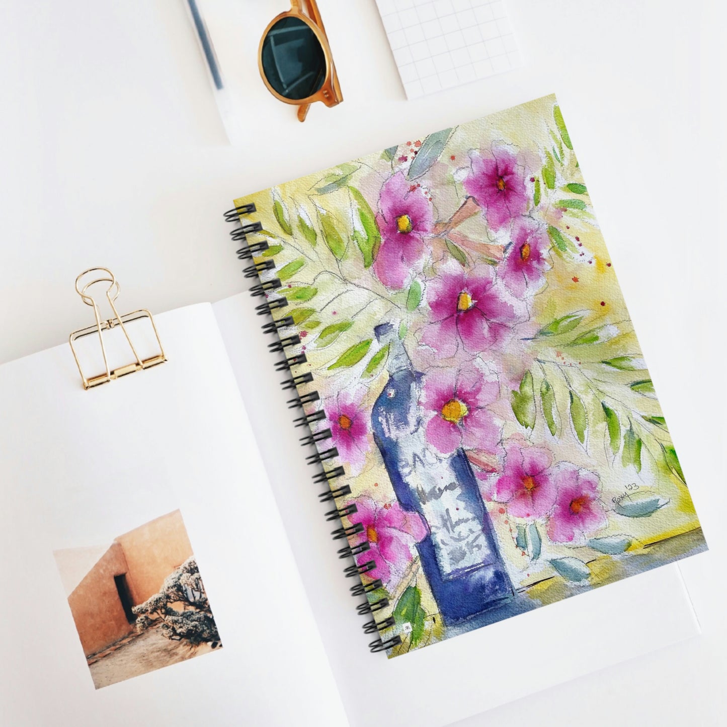 Bottle and Blooms Spiral Notebook