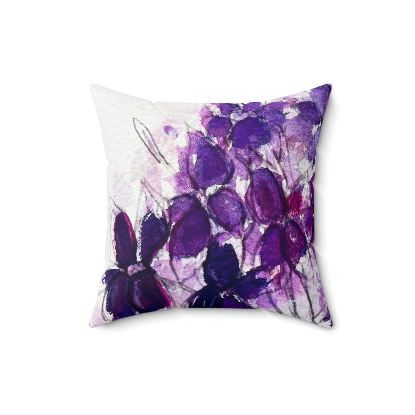 Oreiller carré en polyester filé d’intérieur Purple Ivy Geraniums