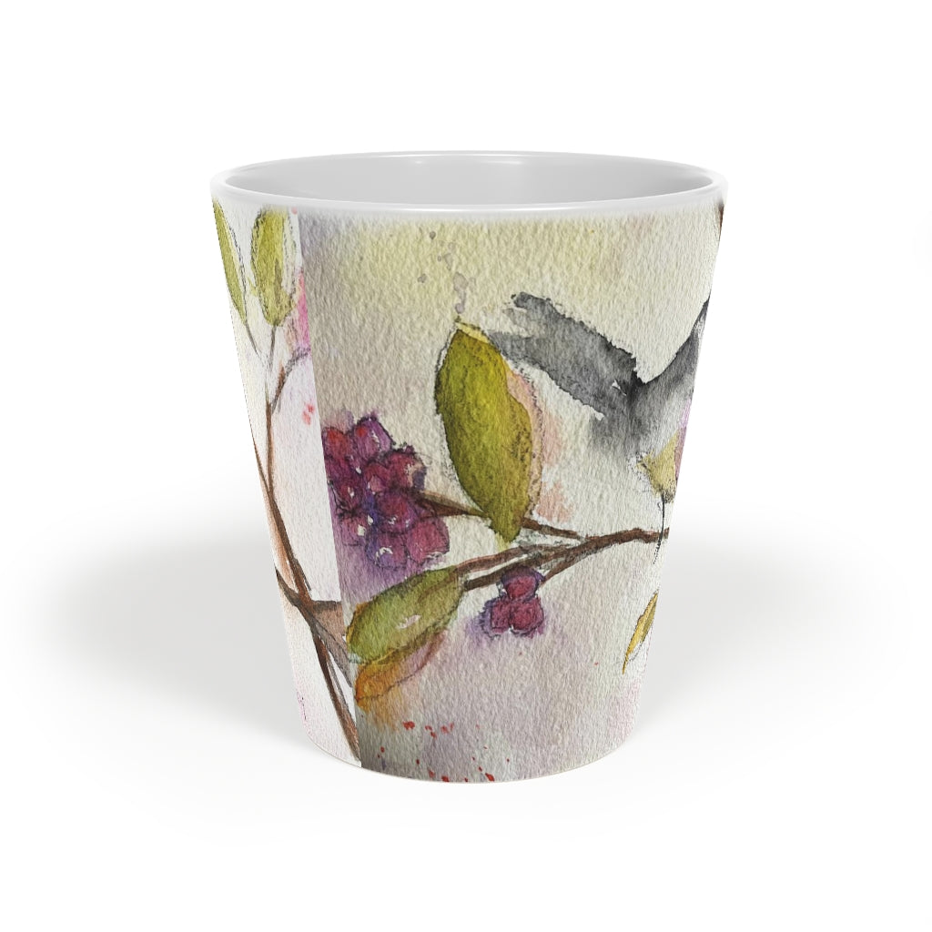 Chickadee perched in a Tree  Latte Mug, 12oz