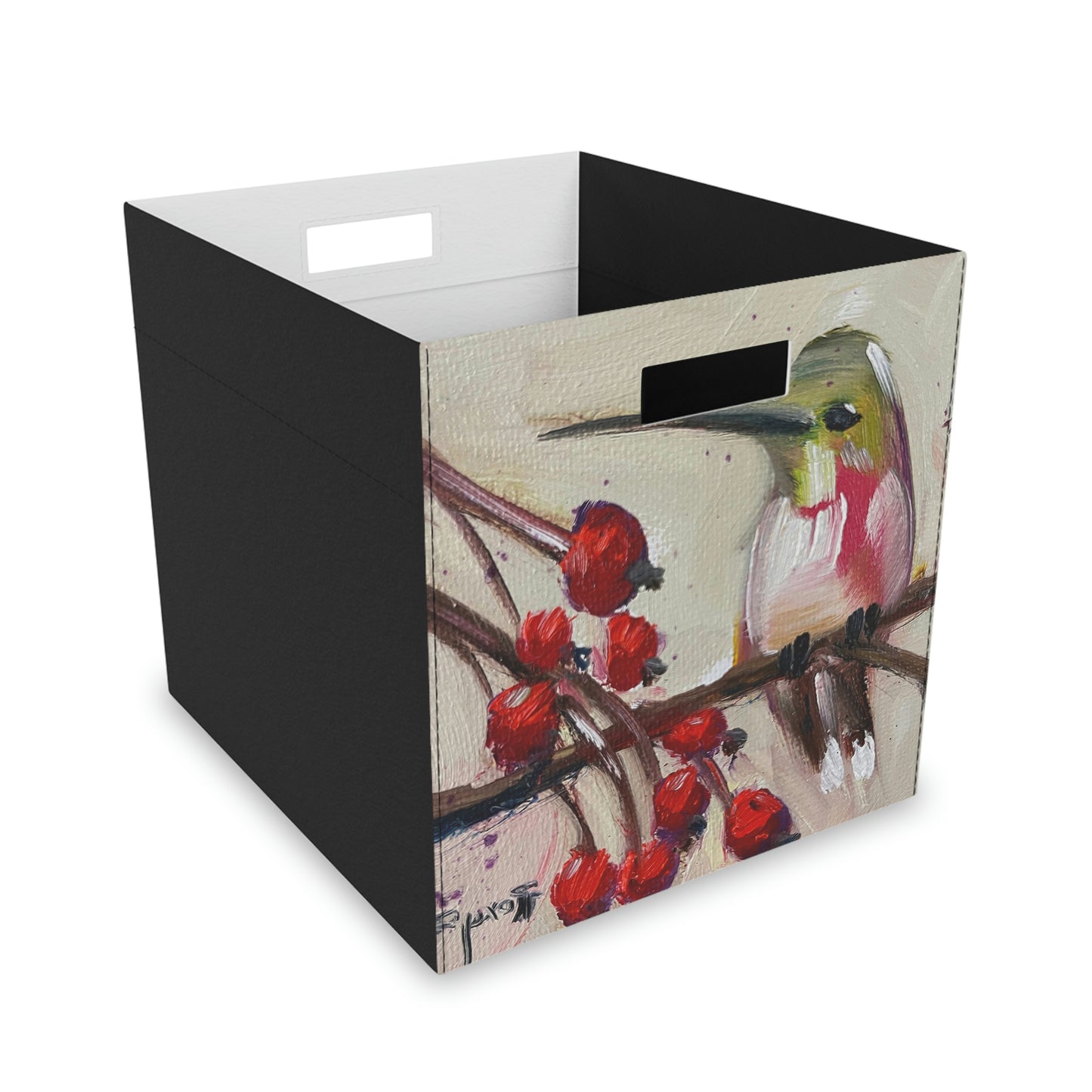 Hummingbird with Berries Felt Storage Box