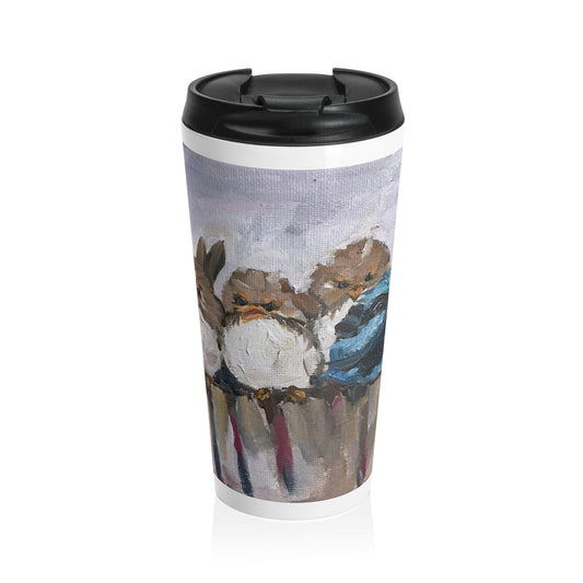 Grumpy Morning Fairy Wren Birds Tasse de voyage en acier inoxydable