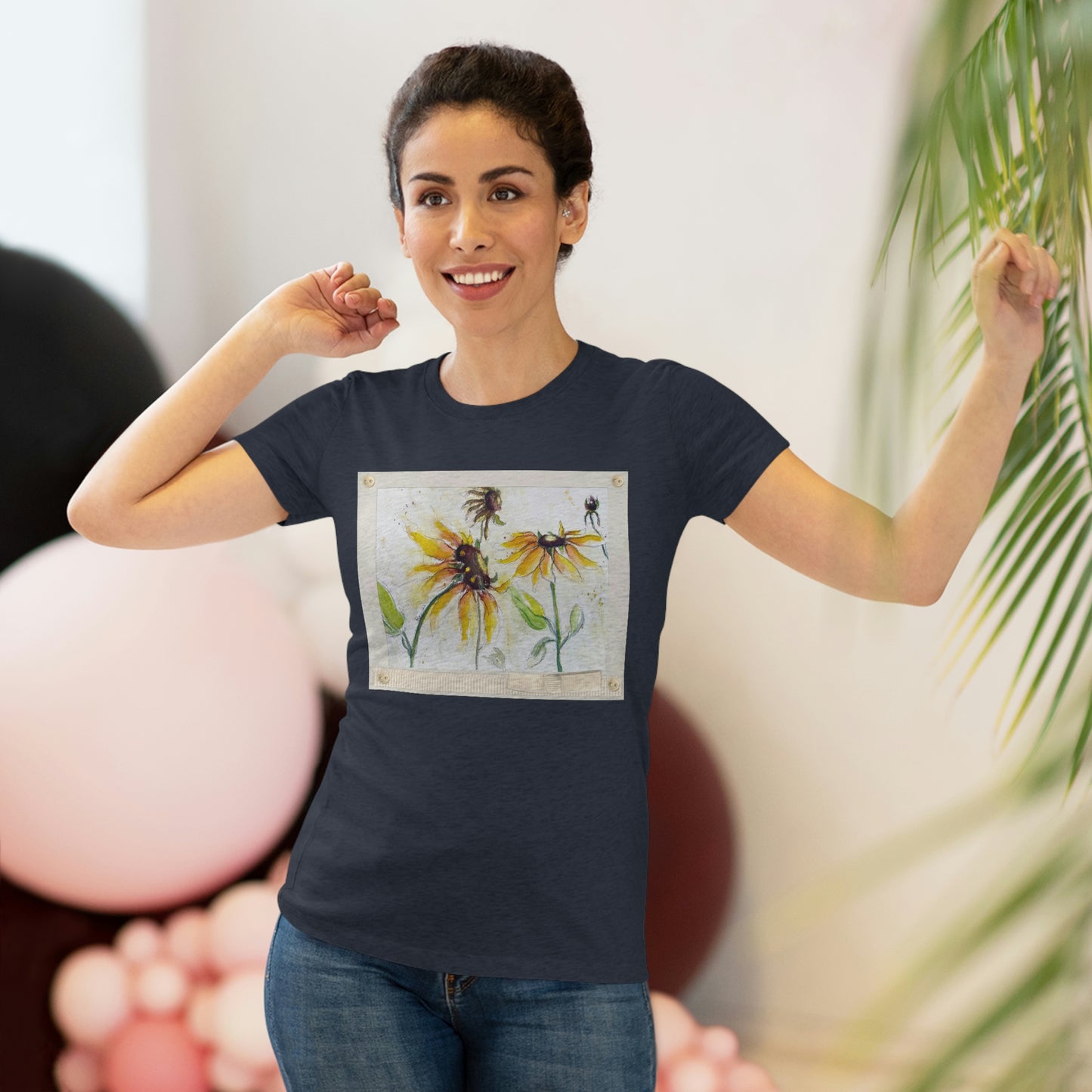 Camiseta Triblend ajustada para mujer con girasoles de otoño