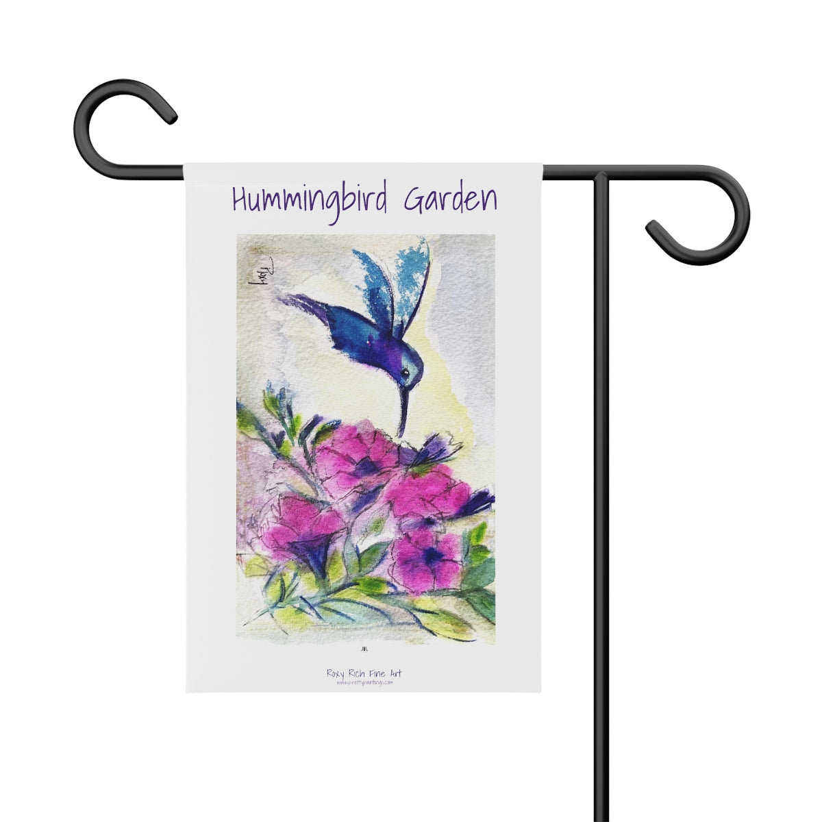 Hummingbird in Pink Tube Flowers  Garden Banner