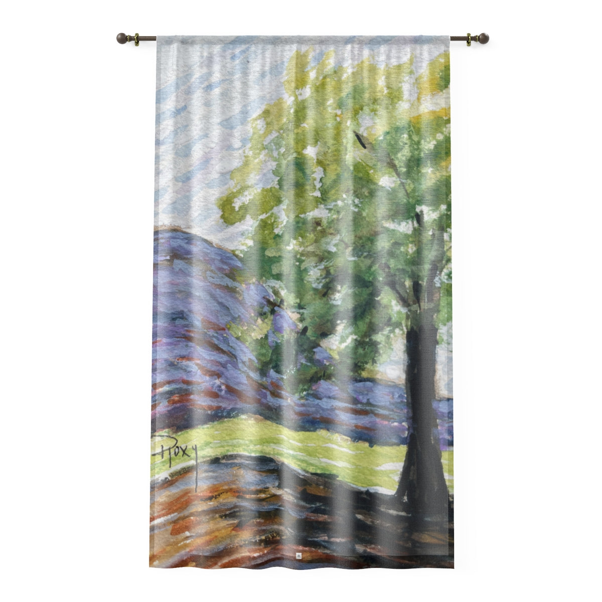 Colorful Impressionist Tree 84 x 50 inch Sheer Window Curtain