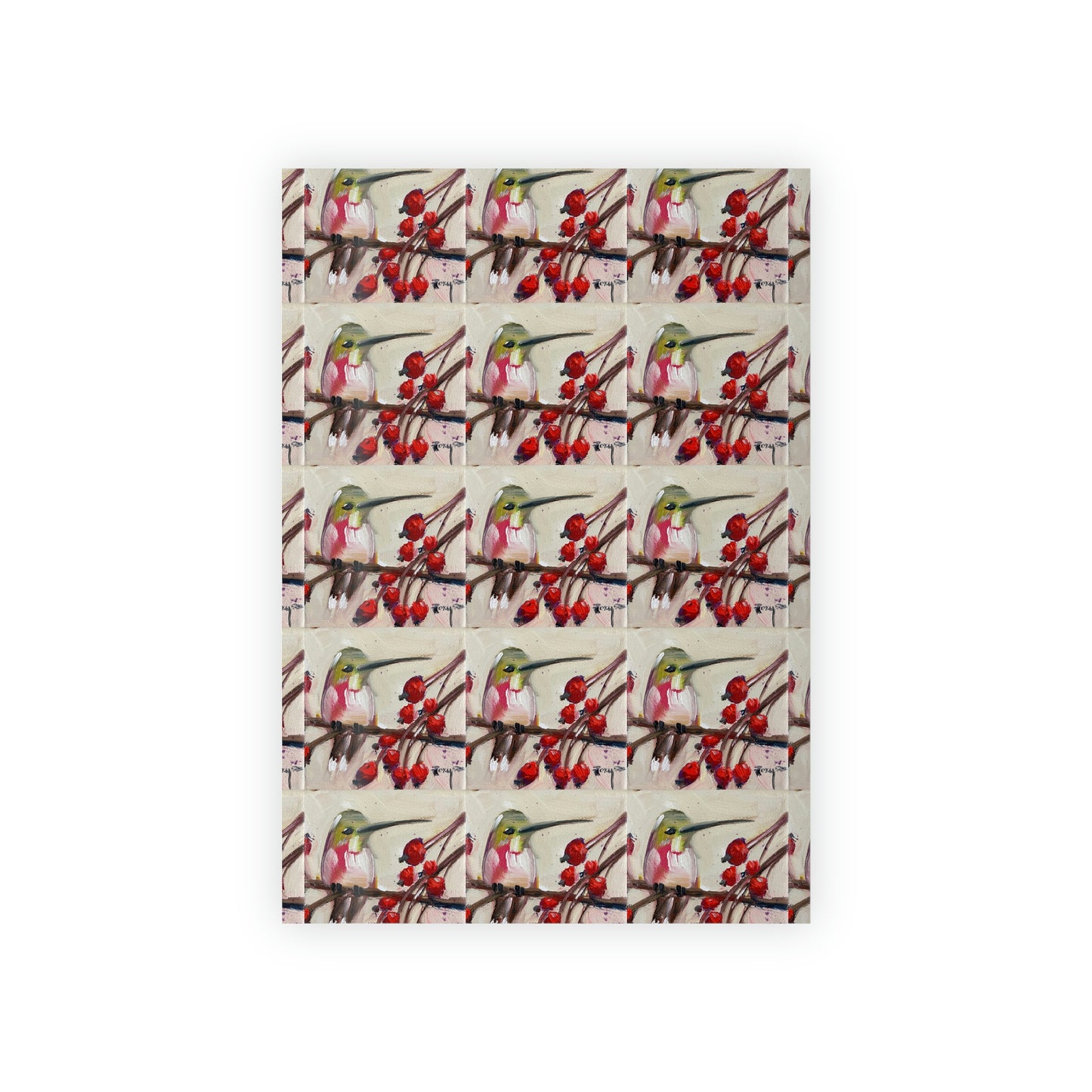 Hummingbird with Berries printed Gift Wrapping Paper Rolls, 1pc