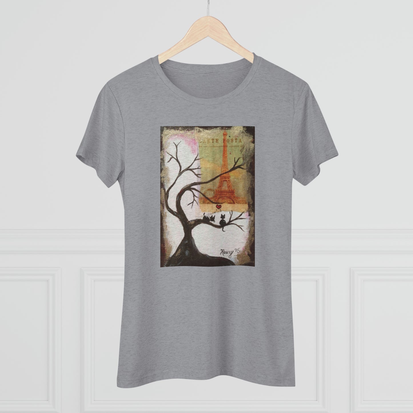 Même les chats aiment Paris Whimsical Tee-shirt Triblend ajusté pour femmes