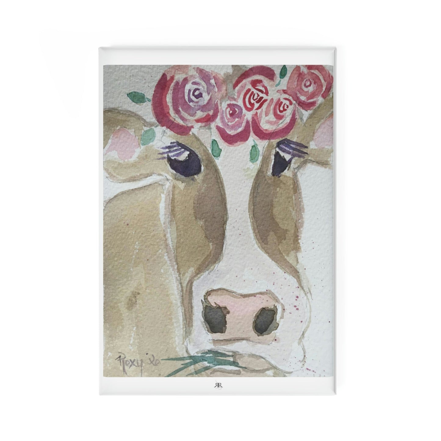 Adorable Cow "Henrietta" Button Magnet, Rectangle