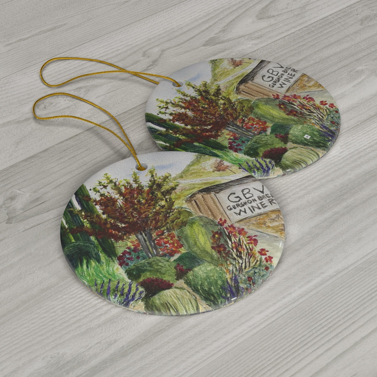 Barrel Room and Garden at GBV Winery Ceramic Ornament