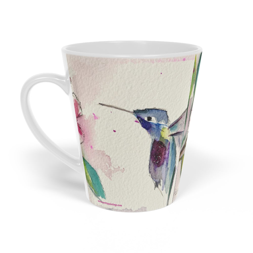 Purple Hummingbird  Latte Mug, 12oz