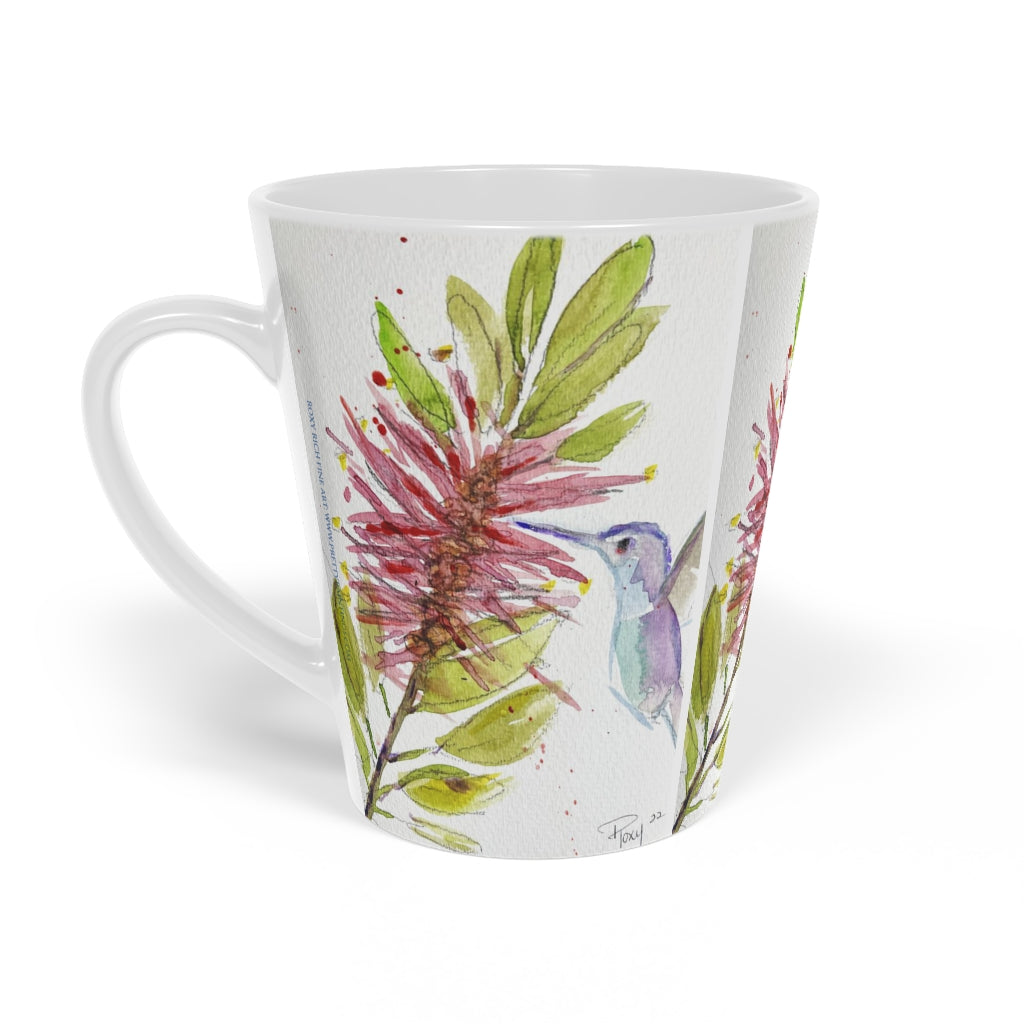 Hummingbird with a Bottlebrush Latte Mug, 12oz