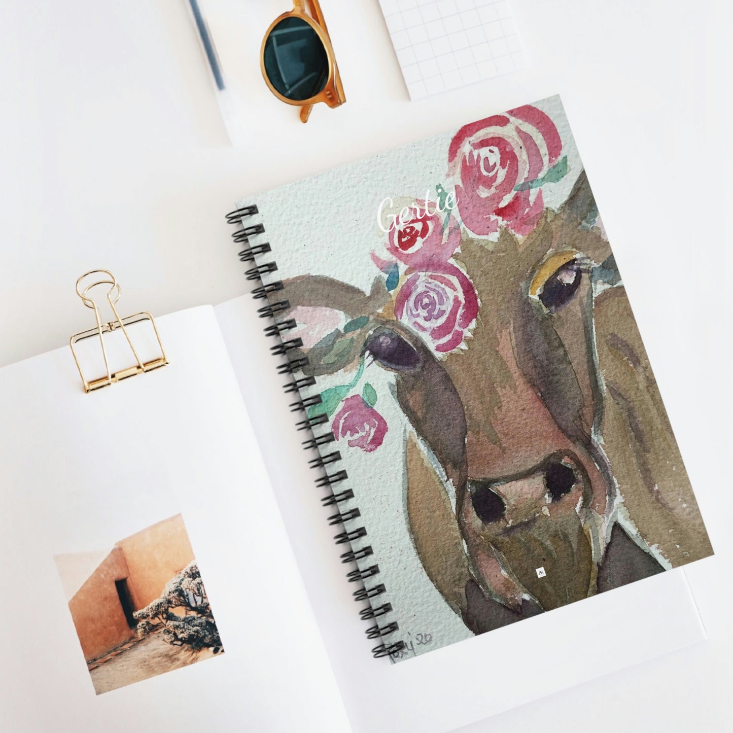 Gertie -Whimsical Cow Painting  Spiral Notebook