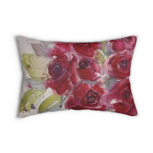 Coussin lombaire roses rouges