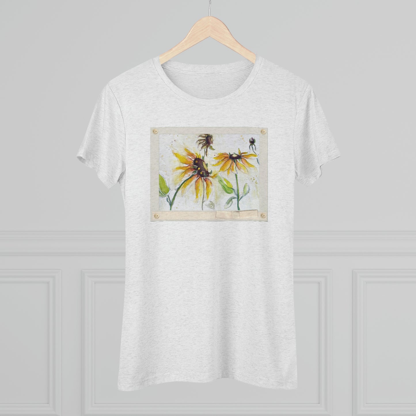 Camiseta Triblend ajustada para mujer con girasoles de otoño