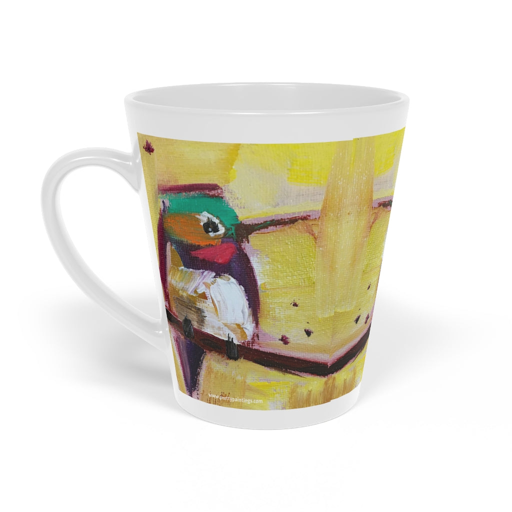 Adorable Whimsical Hummingbird Latte Mug, 12oz