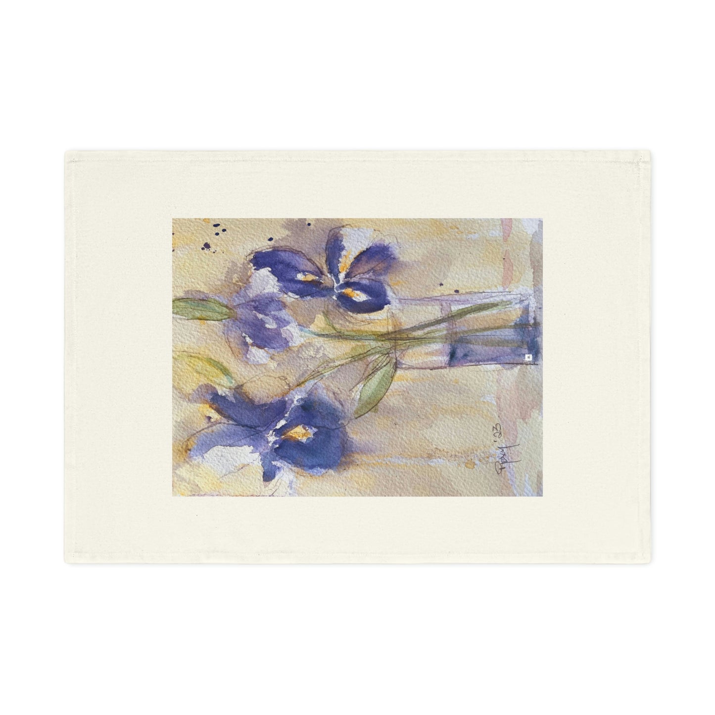 Purple Irises Organic Vegan Cotton Tea Towel  with
