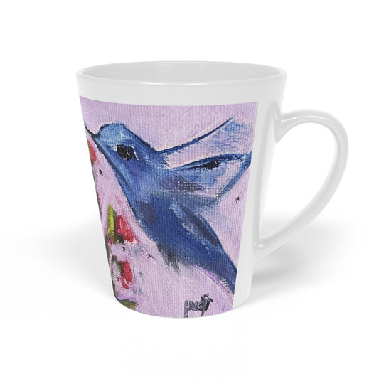 Tasse à café au lait colibri bleu, 12 oz