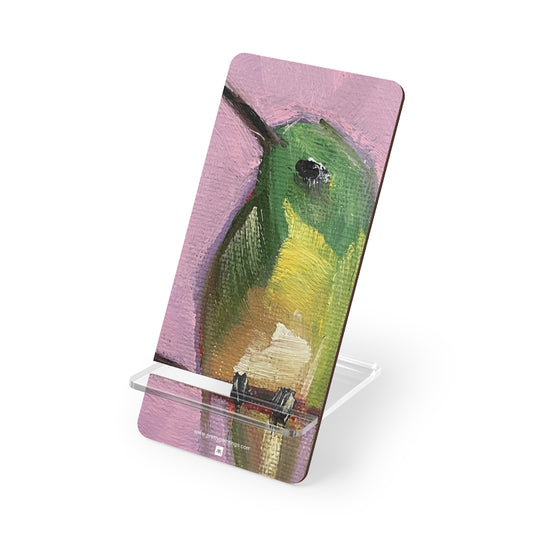 Colibri émeraude avec support de téléphone fuchsias