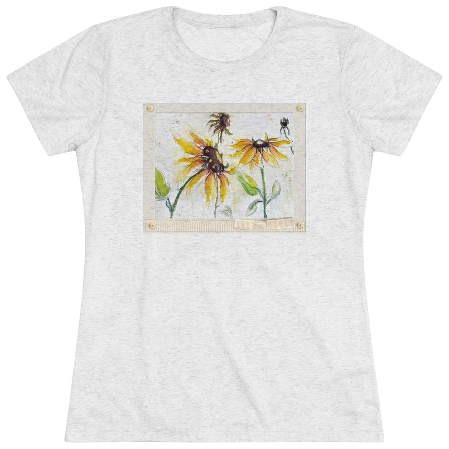 Camiseta Triblend ajustada para mujer con girasoles de otoño