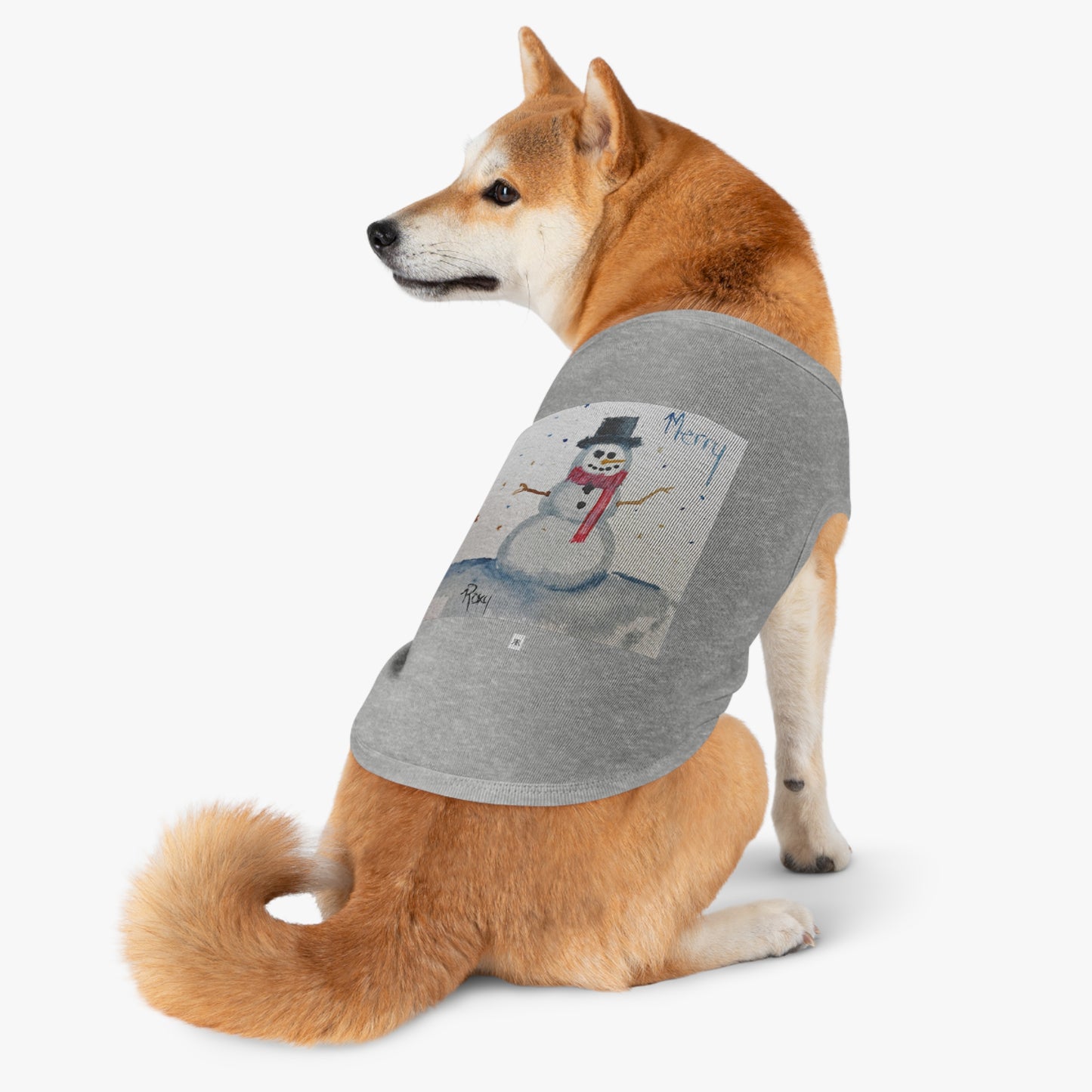 Camiseta sin mangas para perro con diseño de muñeco de nieve