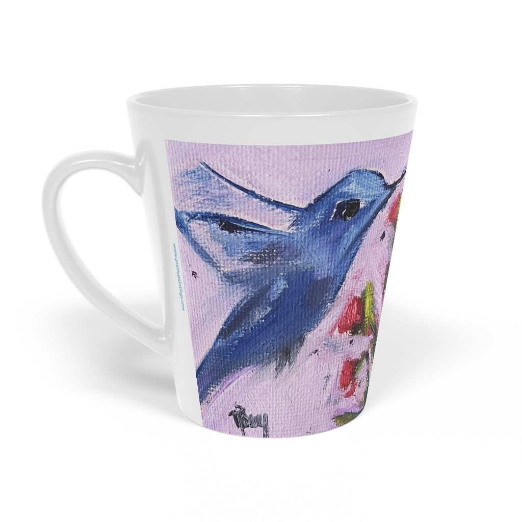 Tasse à café au lait colibri bleu, 12 oz