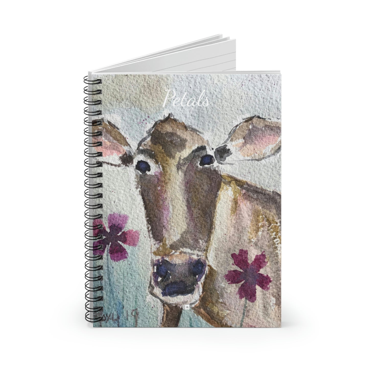 Petals Cow - Whimsical Cow Painting Spiral Notebook
