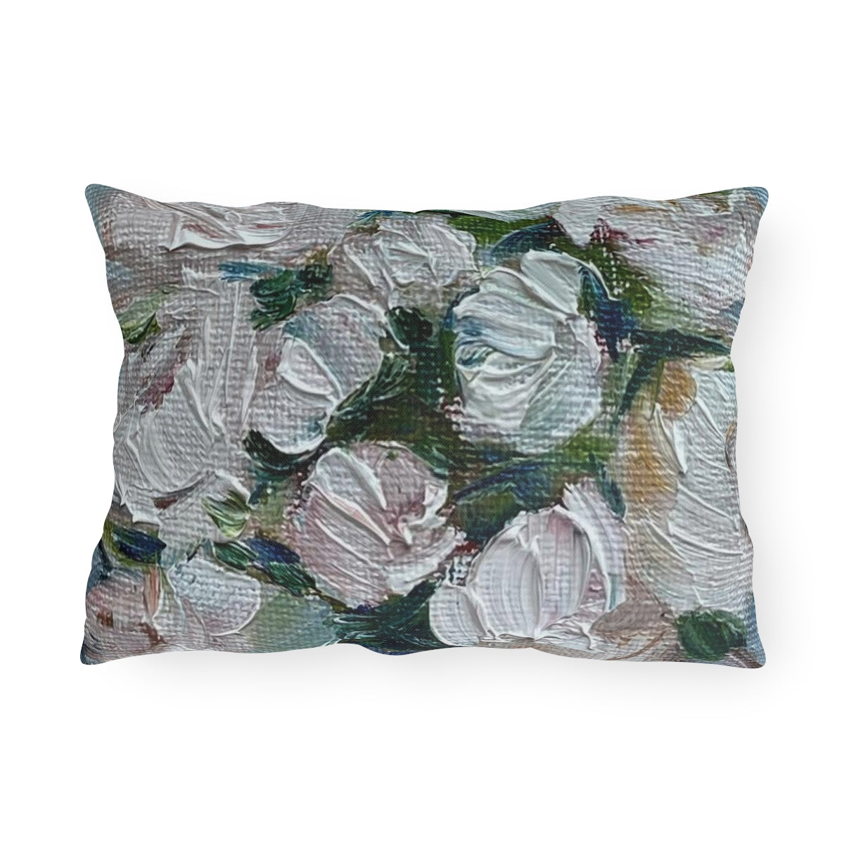 White Peonies in a Basket Outdoor Pillows