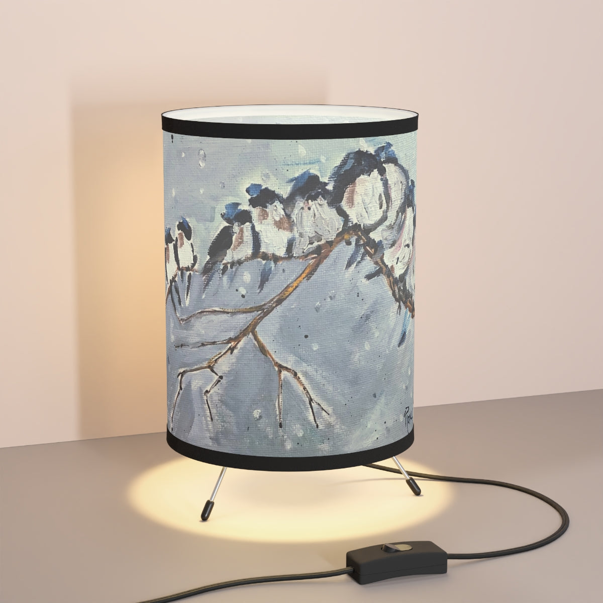 Lampe trépied Group Hug (Fairy Wrens in Snow)