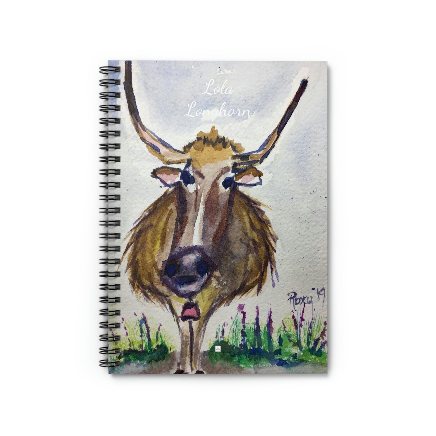 Lola Longhorn- Pintura caprichosa de la vaca Cuaderno de espiral