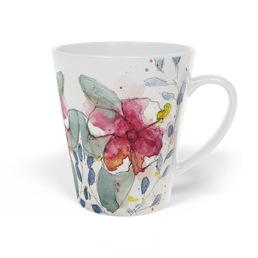 Tasse à café au lait avec fleur d'hibiscus, 12 oz