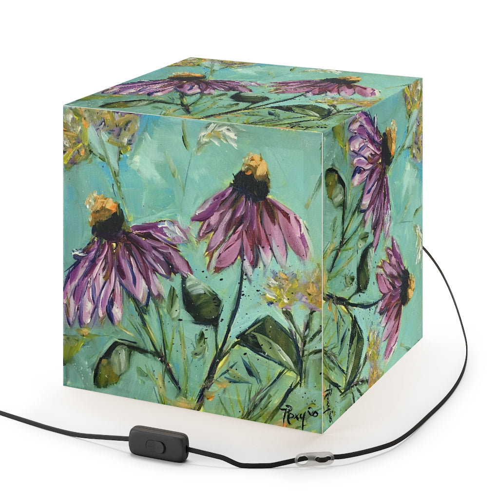 Purple Coneflowers Cube Lamp