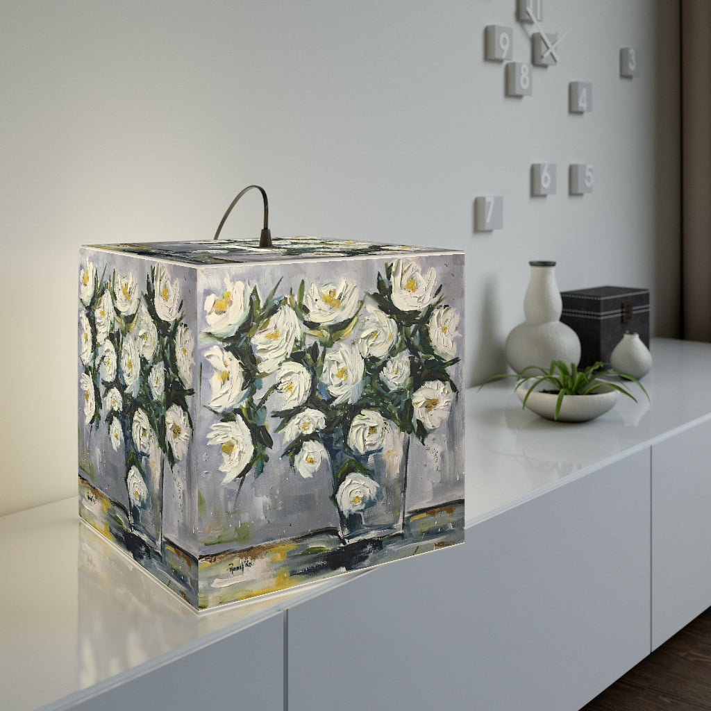 Shabby Gardenias Cube Lamp