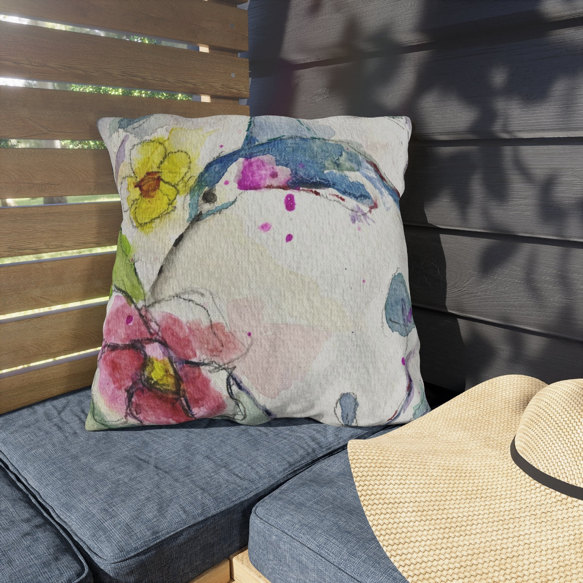 Magical Floating Hummingbird Outdoor Pillows