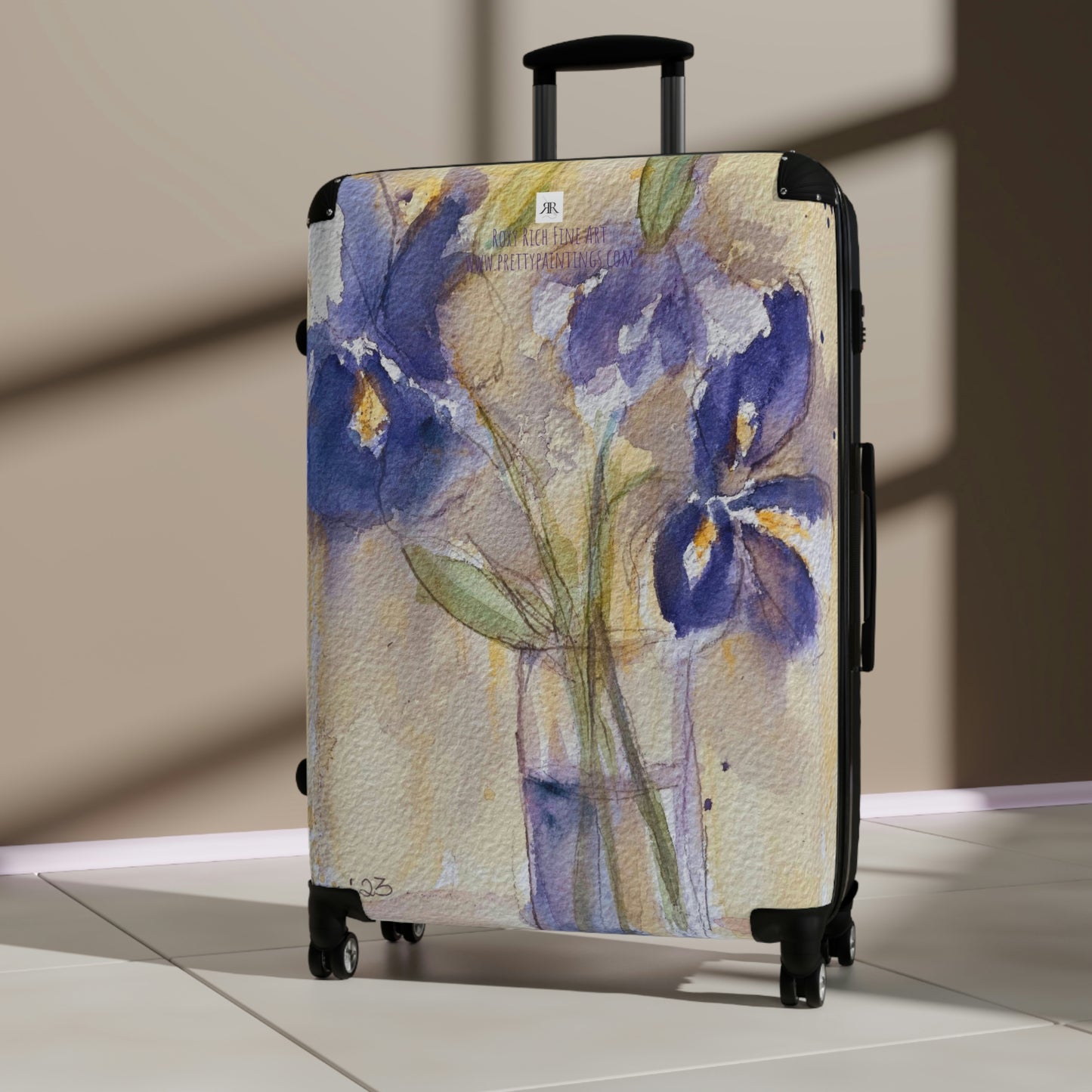 Purple Irises- Carry on Suitcase