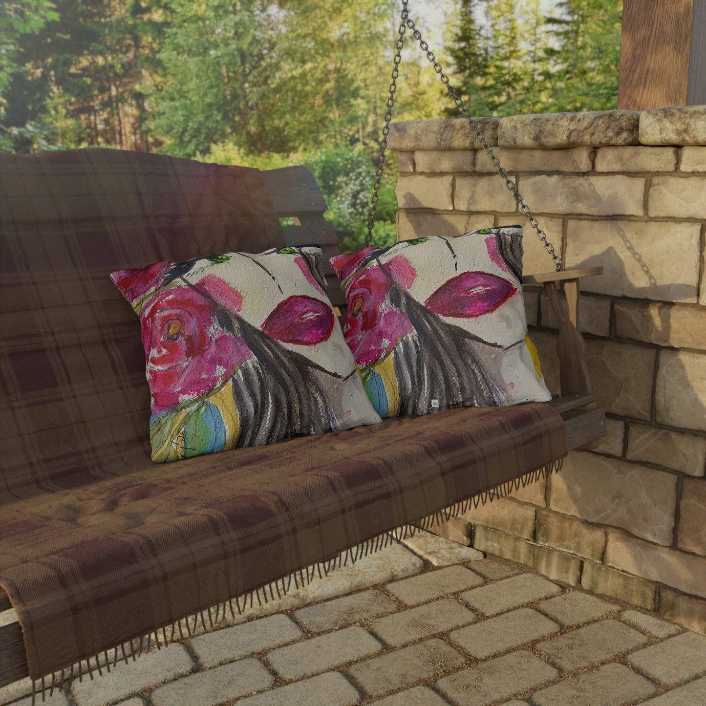 Pretty Brunette "Uh-huh"  Outdoor Pillows