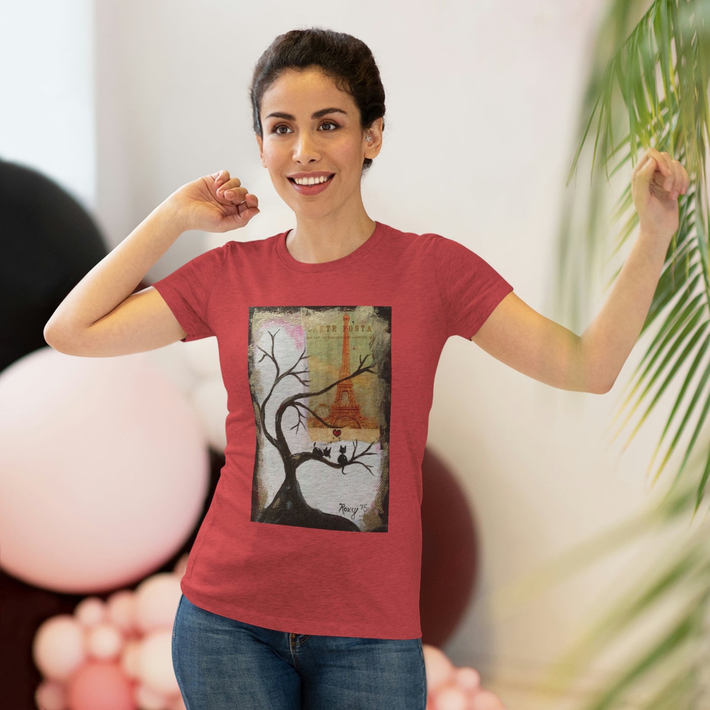 Même les chats aiment Paris Whimsical Tee-shirt Triblend ajusté pour femmes