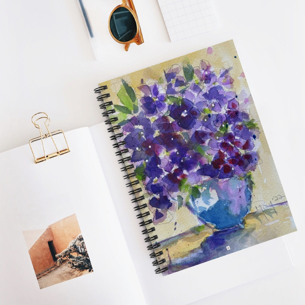 Purple Hydrangeas Painting  Spiral Notebook
