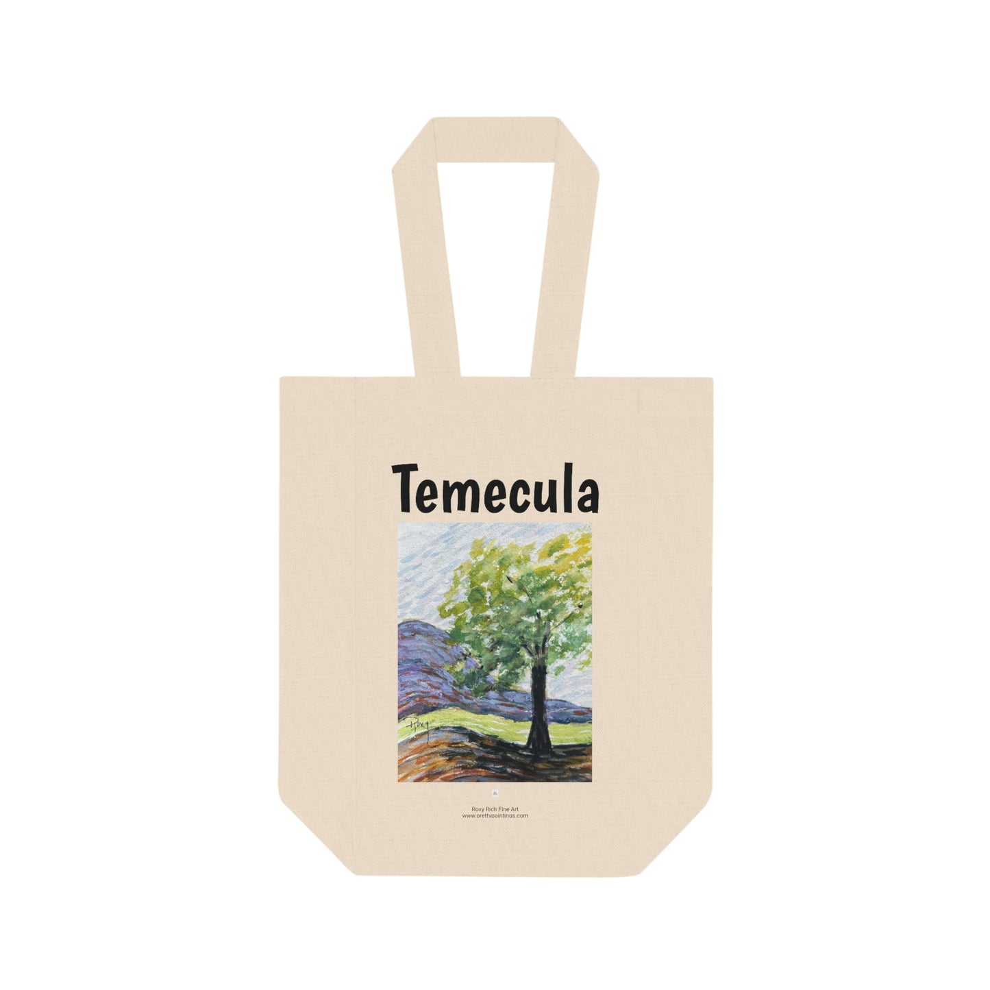 Temecula Double Wine Tote Bag con pintura "El árbol"
