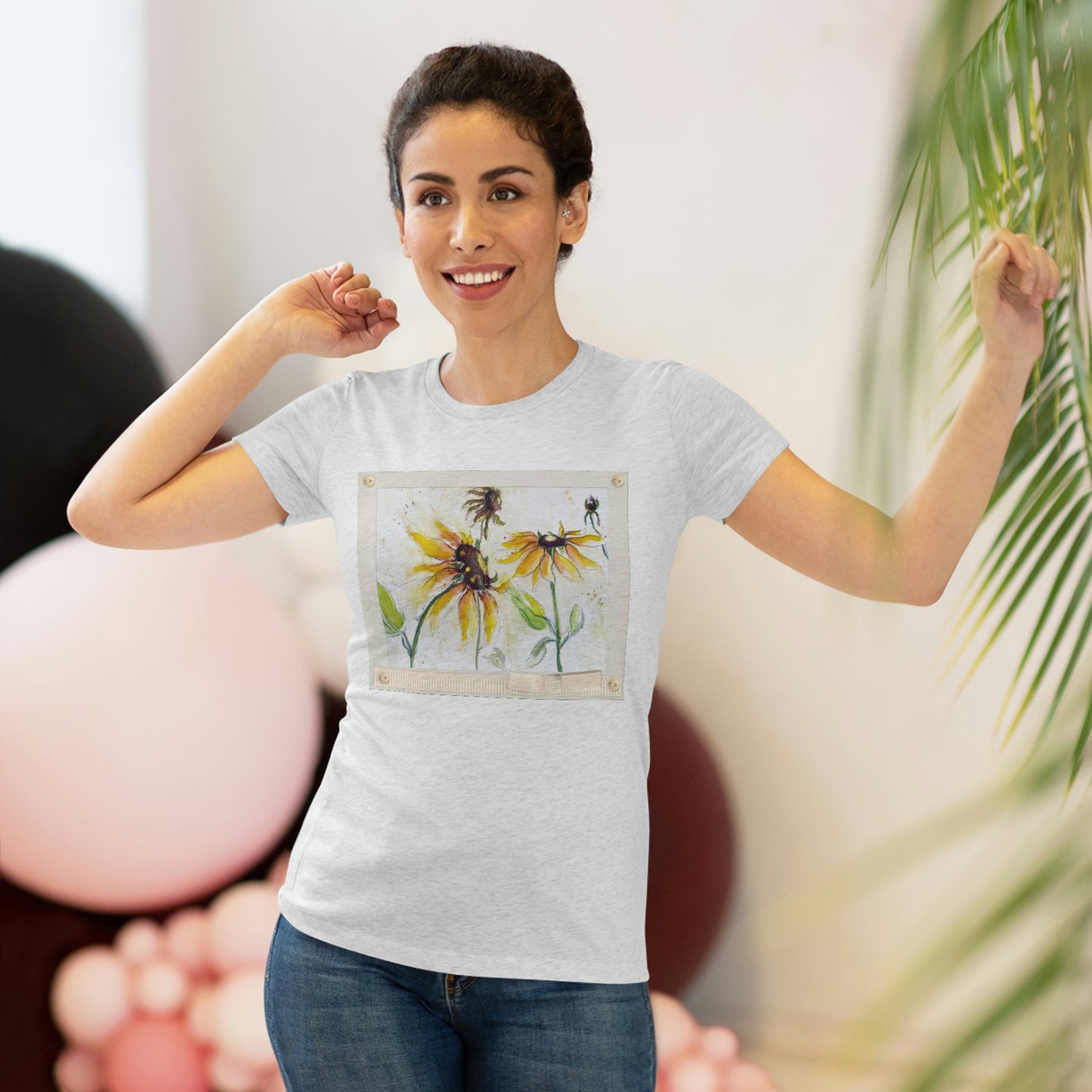 Camiseta Triblend ajustada para mujer con girasoles de otoño