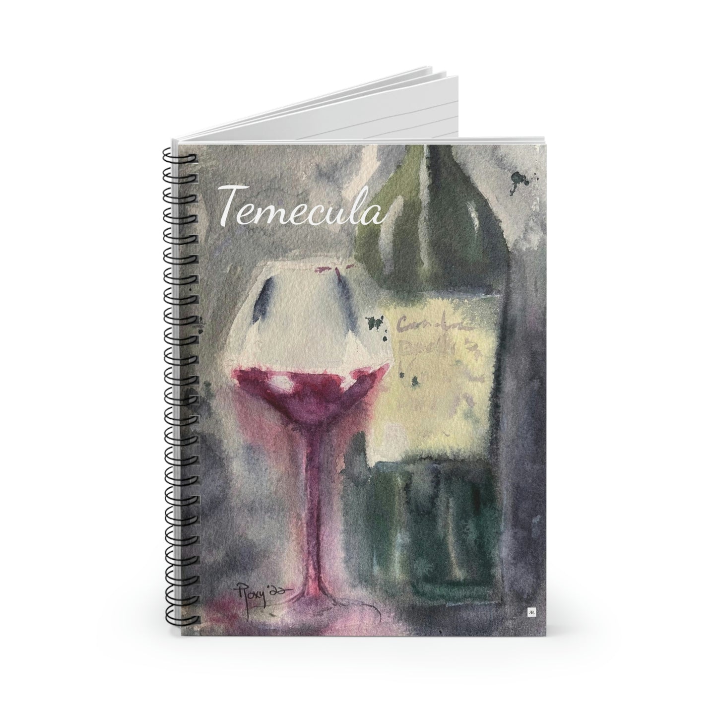 Wine Bottle and Glass "Temecula" Spiral Notebook