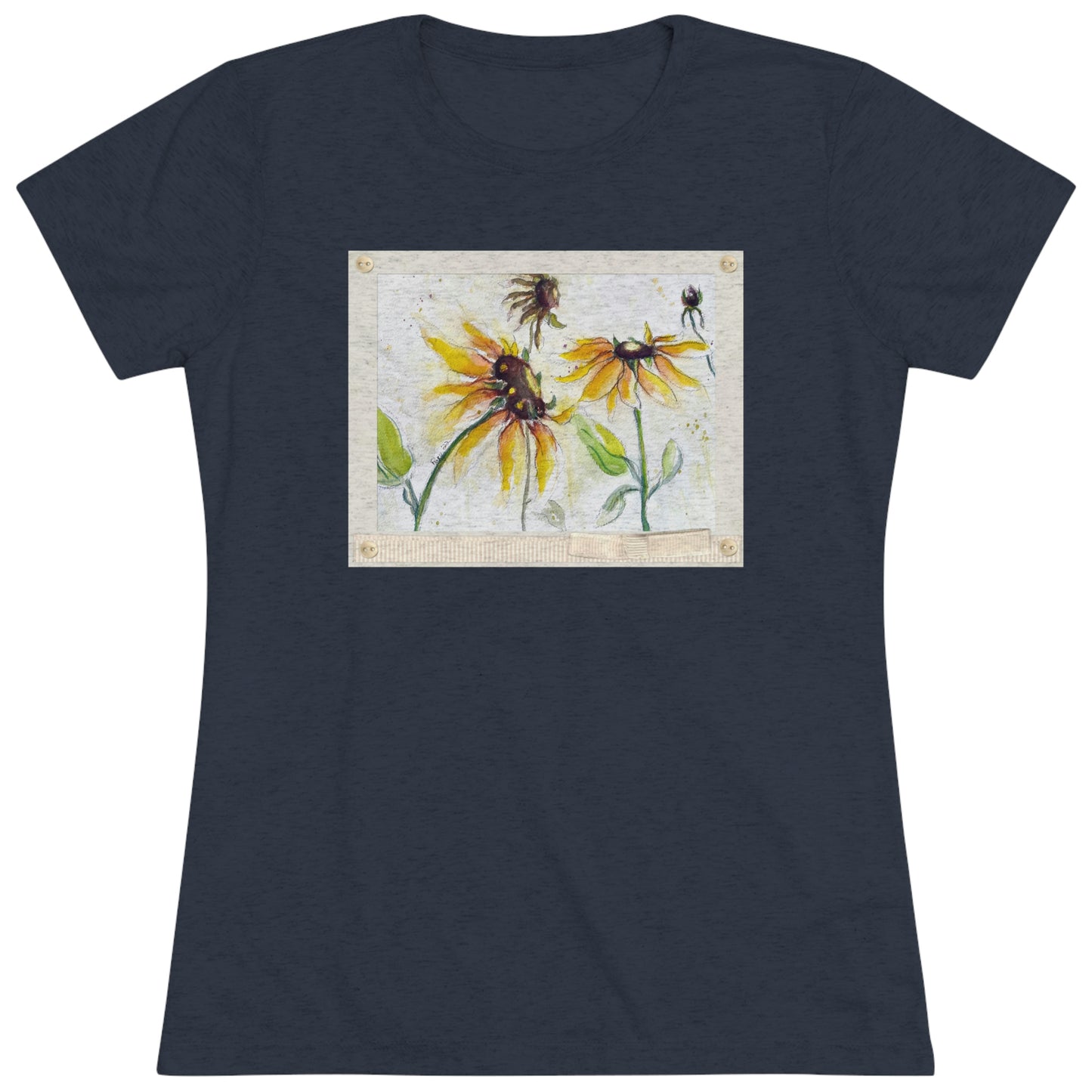 Camiseta Triblend ajustada para mujer con girasoles de otoño