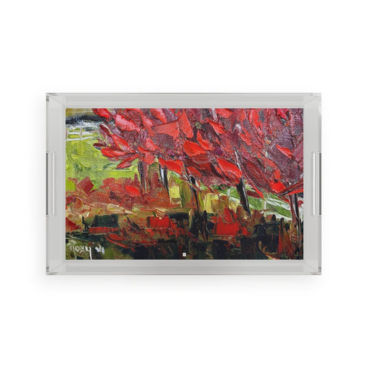 Abstract Red Maples  Acrylic Tray