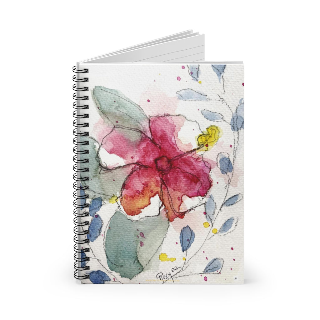 Loose Floral Watercolor Hibiscus Spiral Notebook
