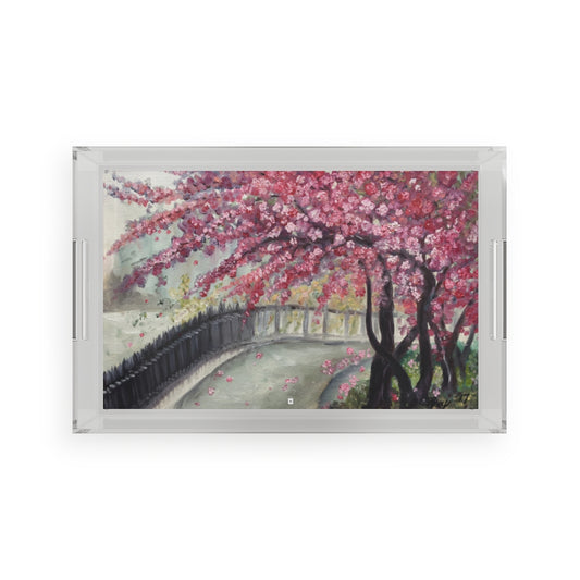 Plateau En Acrylique "Avril à Paris" Fleurs de Cerisier