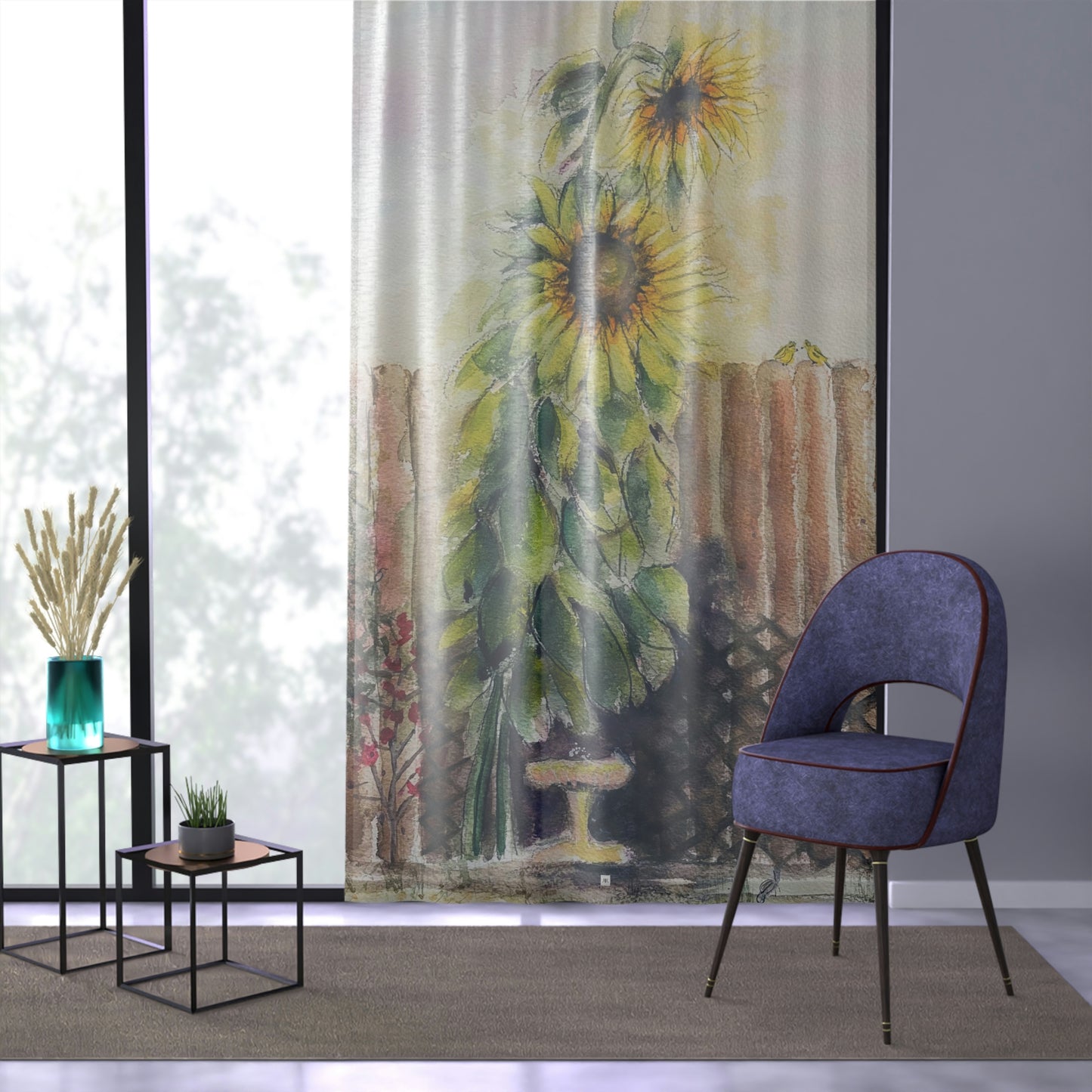 Mammoth Sunflowers 84 x 50 inch Sheer Window Curtain