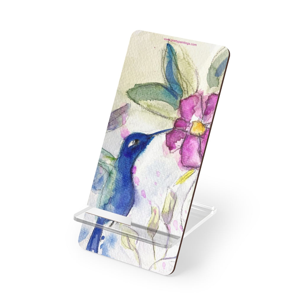 Hummingbird with Pink Flower Phone Stand