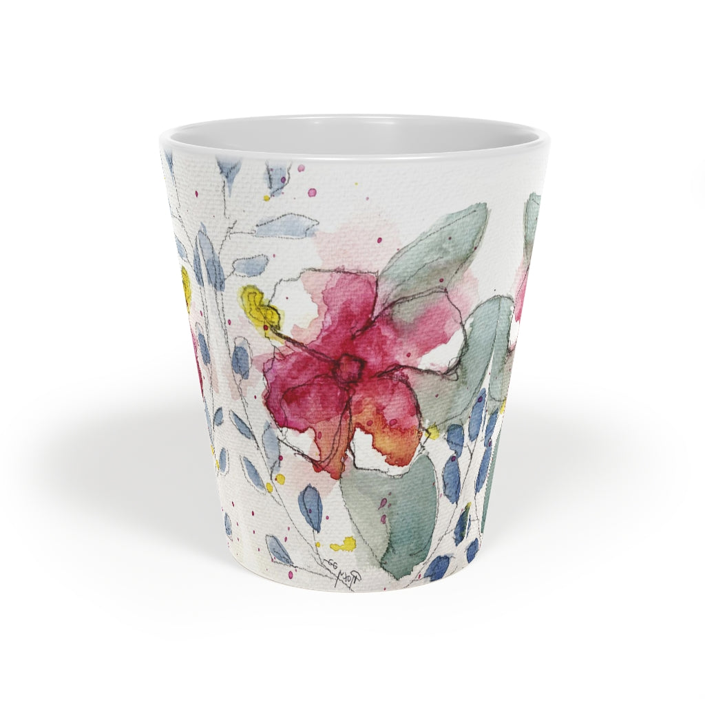 Taza de café con leche con flor de hibisco, 12 oz
