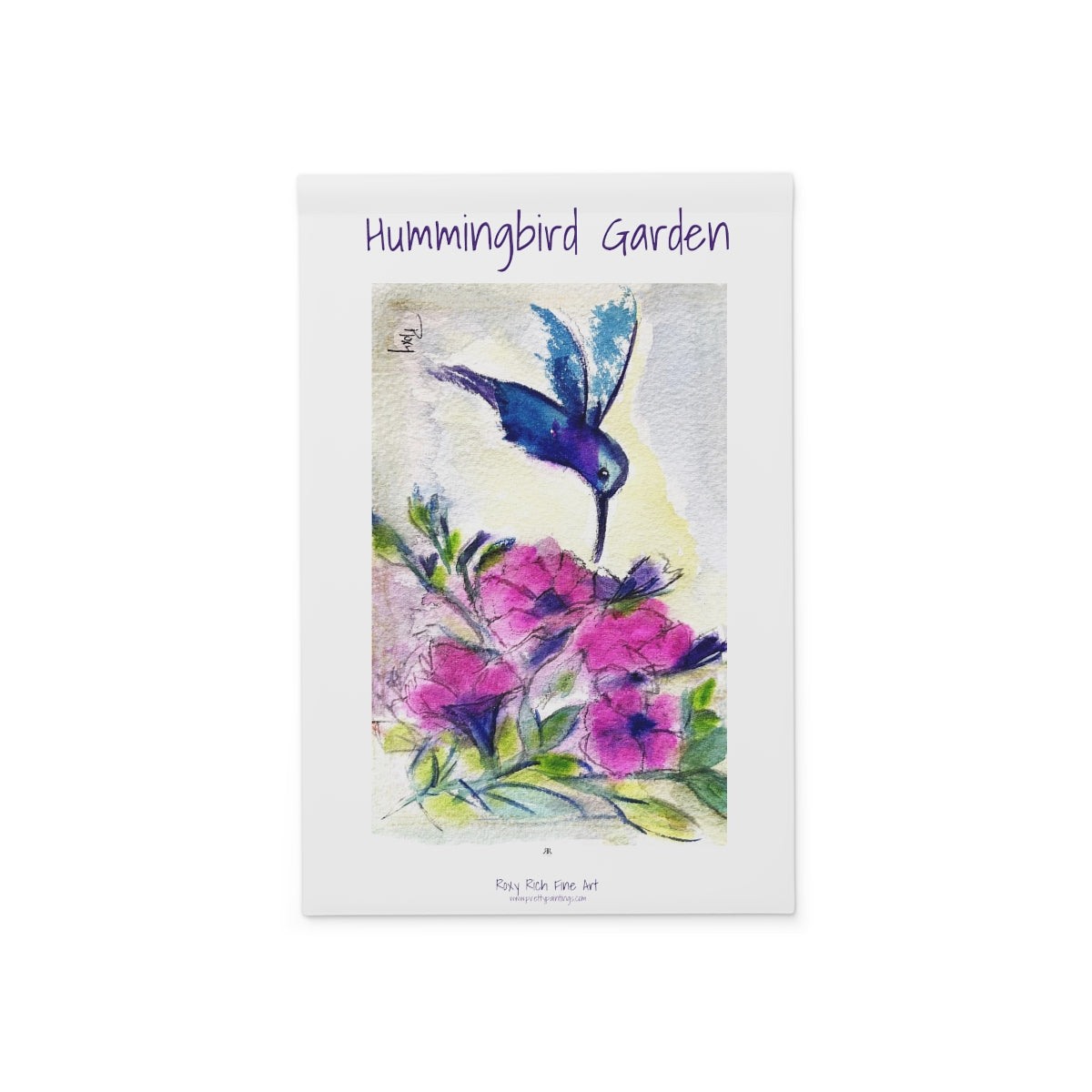 Hummingbird in Pink Tube Flowers  Garden Banner