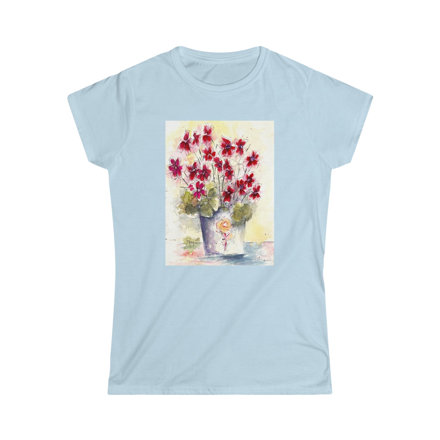 Red Ivy Geraniums Women's Softstyle  Semi-Fitted Tee